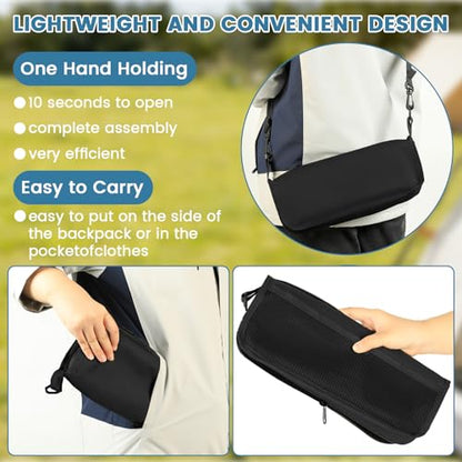 Portable Folding Stool 2-in-1 Camping Chair with Sling Bag Lightweight 12inch 264lbs Load Collapsible Stool Seat for Adults Outdoor Camping Fishing Hiking BBQ Travel Rest（Black） - color: Black
