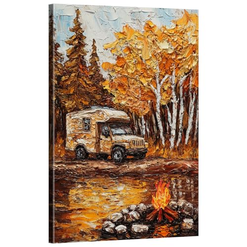 Camping Rv Canvas Wall Art, Car Wall Decor Canvas Picture Artwork Painting, Birthday Holidays Gift 16 * 24 Frameless