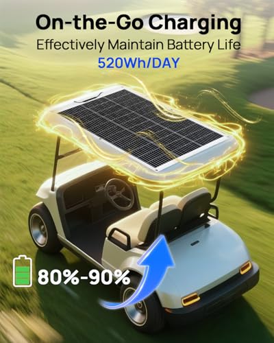 DC HOUSE 12V Solar Panel Kit:130W Flexible Solar Panel + 300W MPPT Boost Charge Controller, 520Wh/Day Generation for 36V/48V/60V Golf Carts,Charge While Driving, Extend Battery Life