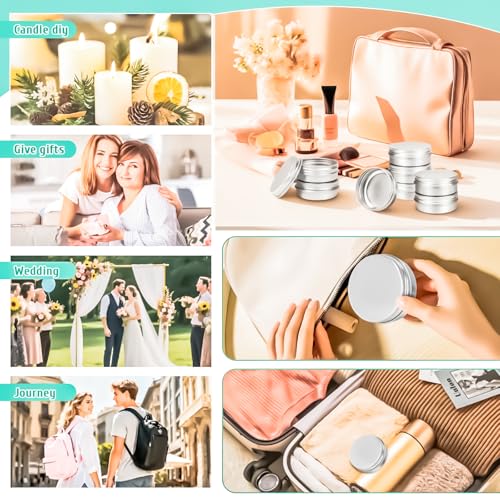 30Pack 2oz Tin Jars, 60ml Metal Tin cans, 2Ounce Aluminum tin can jar Containers with Screw Lid for Lotion Bars, Spices, Salve, Balms, Beard Balm, Toiletries, Creams, Samples, Makeup Cosmetic - color: Silver 30pack