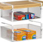 AmonHouseware 2Pack Under Shelf Basket Organizer,Adjustable Hanging Holder for Cabinet Pantry Kitchen Cupboard Desk Counter Bookshelf Organization Add-on Space Saver Heavy Duty Slide-in (White, Large) - color: White