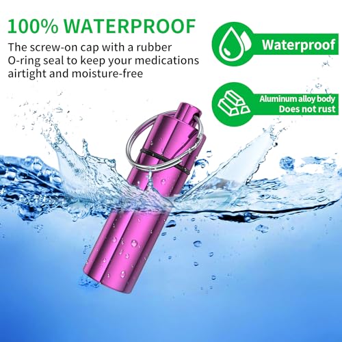 Small Pill Box,(5 Pack) Keychain Pill Holder Portable Mini Travel Pill Container Metal Case Bottle with Keyring - color: 5c