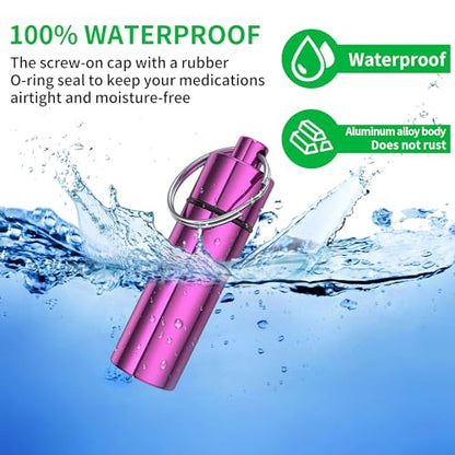Small Pill Box,(5 Pack) Keychain Pill Holder Portable Mini Travel Pill Container Metal Case Bottle with Keyring - color: 5c