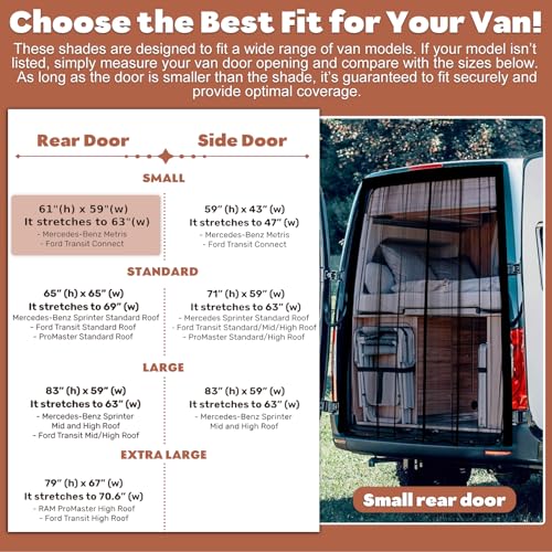 XCBYT Van Bug Screen for Rear Door, Magnetic Mesh Screen for Camper Van & Vanlife, Breathable Fly Screen with Full Seal for Mercedes Metris, Transit Connect & Similar Vans (61” H x 59” W) - size: Rear Door-Small (61" H × 59" W)
