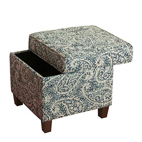 HomePop 18" Classic Square Storage Ottoman - Gray Paisley Blue - color: Gray and Navy