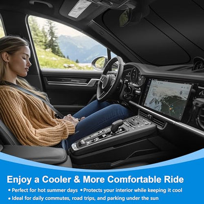 Windshield Sun Shade for 2016-2025 Chevy Malibu Accessories, Foldable Window Sunshade Sun Visor Protector, Front Windshield Sunshade Sun Shield Blocks UV Rays Heat - size: Silver & Black-Fit 2016-2025 Chevy Malibu