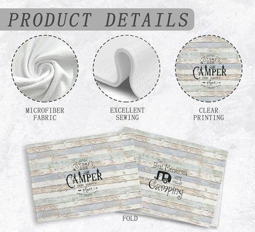 Welcome to Our Camper Camping Kitchen Towels and Dishcloths Sets of 2,Campsite Cabin RV Drying Cloth Hand Towels Tea Towels for Bathroom Kitchen,Campers Camping Lovers Gifts,16×24 inches - color: Recreational Vehicle-3