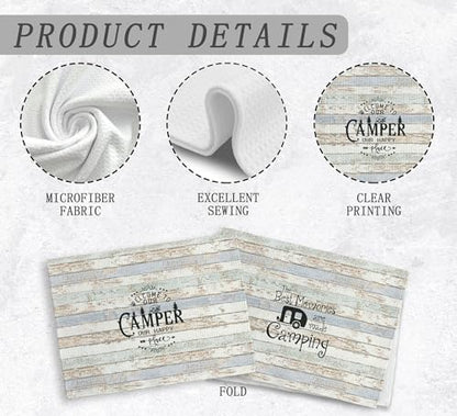 Welcome to Our Camper Camping Kitchen Towels and Dishcloths Sets of 2,Campsite Cabin RV Drying Cloth Hand Towels Tea Towels for Bathroom Kitchen,Campers Camping Lovers Gifts,16×24 inches - color: Recreational Vehicle-3