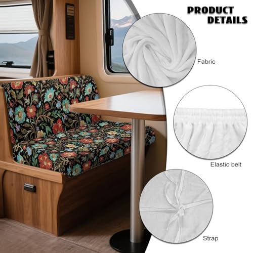 Floral Pattern 2 PCS RV Dinette Cushion Covers Wear-Resistan Camper Seat Covers Dinette Booth Camper Cushion Slipcover Sofa Slipover for Travel Trailer Couch - color: Floral