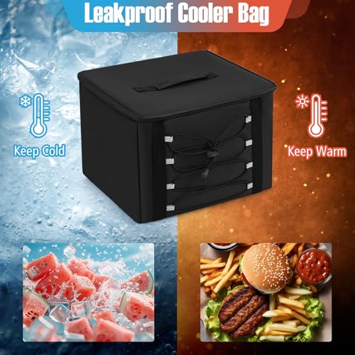 Goplus Collapsible Trunk Organizer with Cooler, 18 Gallon (68L) Foldable Car Storage Organizer with 6 Extenable Compartments, Removable Lid, Securing Straps, for SUV Van Sedan, 35.5" x 14" x 12" - size: 18 Gallon (68L) with Cooler