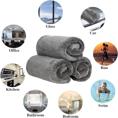 Shiny Microfiber Wipes Bath Shower Cleaning Cloths, 1300gsm Super Absorbent Microfiber Bath Towels, for Bathroom, Car and Home Toilet (2Pcs-Double Pile(15.75 * 15.75in)) - color: 2pcs-double Pile(15.75*15.75in)