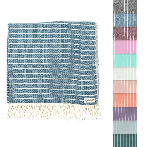 Sand Cloud Turkish Beach Towel - Sand Resistant - 100% Certified Organic Turkish Towel - Quick Dry Towel for Beach, Picnic, Blanket or Bath Towel - As Seen on Shark Tank - Gocek (Denim) - color: Denim, size: 37x69