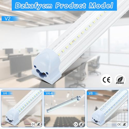 10 Pack 8FT LED Shop Lights Work Garage Light, T8 100W 19200LM 6000K Daylight, Linkable Plug & Play Energy-Saving Commercial Bay Lighting Warehouse Basement (V2) - size: V2-8FT-10PCS