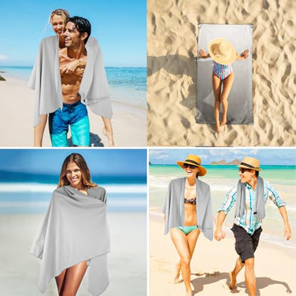 Travel Body Towel L Size Microfiber Quick Dry Lightweight for Men Women Camping Hiking Beach Swimming Pool Yoga Mat Towels(Light Grey, 1 Pack L) - color: Light Grey, size: 1 Pack L