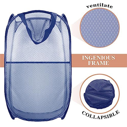 Collapsible Pop Up Laundry Hamper, Extra Large Mesh Foldable Laundry Basket, 28" x 16" x 16" (Blue) - color: 1P Blue