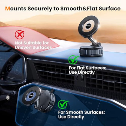 2026 Upgraded Vacuum Car Phone Holder for Magsafe [108+LB Strongest Suction & 3000gf Strongest Magnetic] 360° Adjustable Magnetic Phone Holders for Car for iPhone 17-12 Pro Max Plus Air Clear - color: Clear