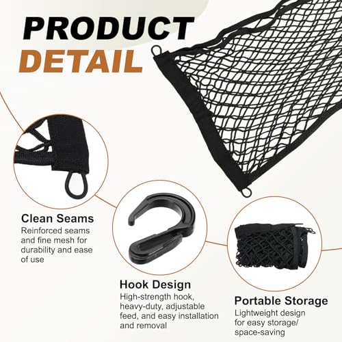 PATIKIL Truck Cargo Net, 28 x 20 Inch Polyester Adjustable Trunk Bed Net Stretchable Mesh Storage Organizer with 8 Hooks Universal for Pickup Trucks SUV Cars, Black - size: 28 x 20 Inch