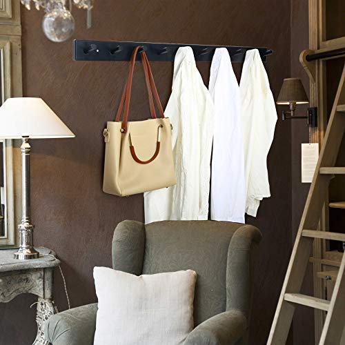 WEBI Coat Rack Wall Mounted,10 Hooks,38" Long Coat Hanger Wall Mount,Bamboo Peg Rail Hat Hooks for Hanging Caps,Jacket,Clothes,Coats,Black,2 Packs - color: Black, size: 38 inch(2 Packs)