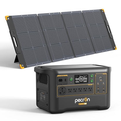 PECRON F3000LFP Solar Generator with 300W Solar Panel, 3072Wh Portable Power Station, 3600W LiFePO4 Battery Home Backup, Fast Charging Lithium Battery with 100W USB-C for Home, Camping, RV, Emergency - style: F3000LFP+300W