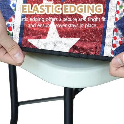Picnic Table Cover with Bench Covers Elastic Edges, Outdoor Patio Camping Essentials 72 Inch 3PCS, Waterproof Camping Fitted Tablecloth with Handbags (Red White Blue Star Stripe) - color: American Elements, size: 72" x 30" (Rectangular)