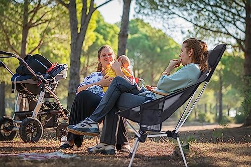 Nice C Ultralight High Back Fold Camp Chair, Compact Collapsible Backpack Hiking Festival Carry Chair, Heavy Duty Outdoor, Travel, Picnic, with 2 Side Pockets, Pillow, Carry Bag (1, Black)