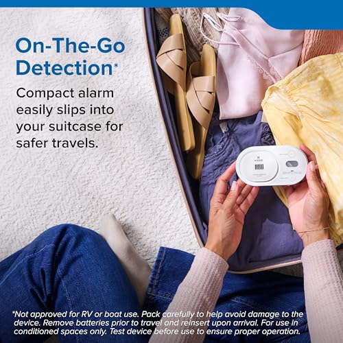 Kidde Carbon Monoxide Detector, AA Battery Powered, Digital Backlit Display, Portable for Travel or Home, LED Status Indicators, 85 dB Alarm, 5th Edition, COBD - style: 5th Edition