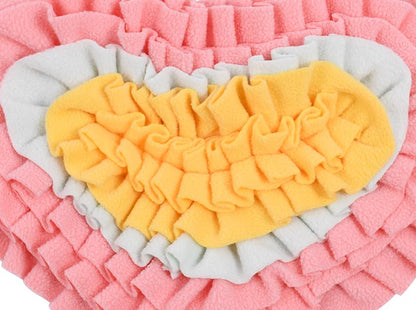 Ferret Cats Snuffle Mat Fleece Foraging Mats Interactive Feeding Toy Small Animal Rabbit Guinea Pig Rat Hamster Anti Slip Treat Dispenser Slow Feeder (Heart) - color: Heart