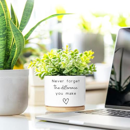 Cute Succulent Planter, Flower Cactus Plant Pot Gifts, Going Away Farewell Thank You Inspirational Employee Appreciation Gifts for Women Men Coworkers Boss Lady Manager (No Plants) - color: Never Forget