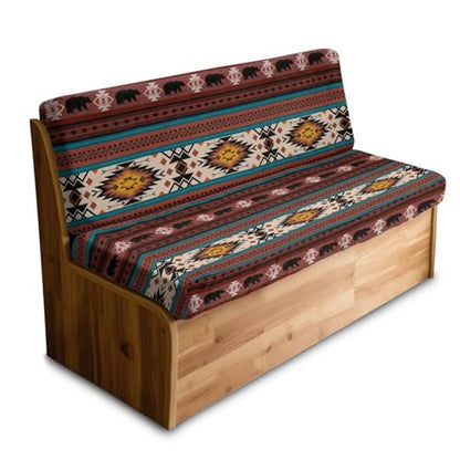 Aztec Bear Print 2 Pcs RV Dinette Cushion Covers Southwest American Tribal Camper Seat Covers Dinette Booth Stretch Sofa Furniture Protector Sofa Slipover for Travel Trailer Couch - color: Aztec Bear Southwest American Tribal