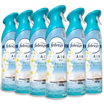 Febreze New & Improved Air Mist Bora Bora Waters, Air Freshener, Home and Kitchen Essentials, Odor Fighting Room Spray (Pack of 6) - style: Bora Bora