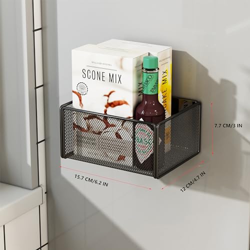 Magnetic Basket Organizer Holder for Fridge Magnetic Storage Bin Box Containers for Refrigerator Whiteboard Classroom (Small, Black) - style: Small, Black