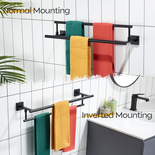KOKOSIRI Bathroom Towel Bars 20 Inch Double Towel Rails Matte Black Towel Holder for Kitchen Garage Wall Mount Stainless Steel B5009BK-L20 - color: Matte Black, size: 20-Inch