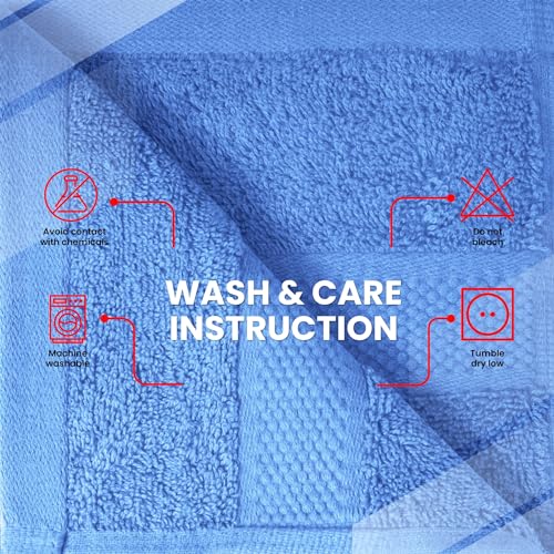 Infinitee Xclusives Blue Hand Towels for Bathroom - Set of 6 (16x28 inches) 600 GSM, 100% Cotton Ultra Soft, Quick Drying, Hotel Quality Hand Towel Set (Eloquent Blue) - color: Eloquent Blue, size: Hand Towels - 6 Pack