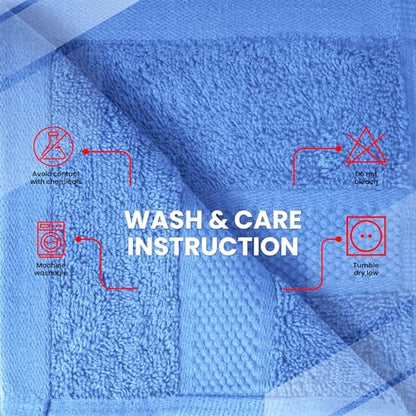 Infinitee Xclusives Blue Hand Towels for Bathroom - Set of 6 (16x28 inches) 600 GSM, 100% Cotton Ultra Soft, Quick Drying, Hotel Quality Hand Towel Set (Eloquent Blue) - color: Eloquent Blue, size: Hand Towels - 6 Pack