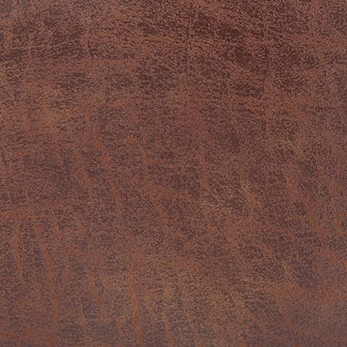 SIMPLIHOME Carlson Small Ottoman Bench - 27 inch Wide Upholstered Woven Fabric Rectangle Ottoman in Distressed Saddle Brown, Mid Century Modern Bench for Bedroom or Living Room with Padded Seat - color: Distressed Saddle Brown, style: Small Ottoman Bench