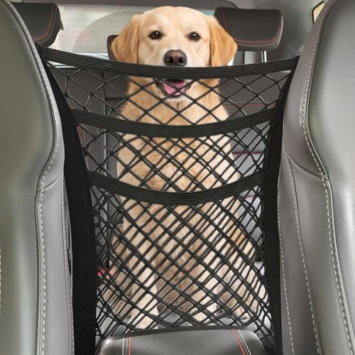 Car Dog Barrier for SUV, Pet Barrier Car Mesh Organizer for Dog & Child Drive Safety Barrier with Mesh Pockets, Storage Bag Travel Essentials Holder - size: 11.8 x 10.6 Inch