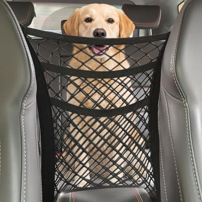 Car Dog Barrier for SUV, Pet Barrier Car Mesh Organizer for Dog & Child Drive Safety Barrier with Mesh Pockets, Storage Bag Travel Essentials Holder - size: 11.8 x 10.6 Inch
