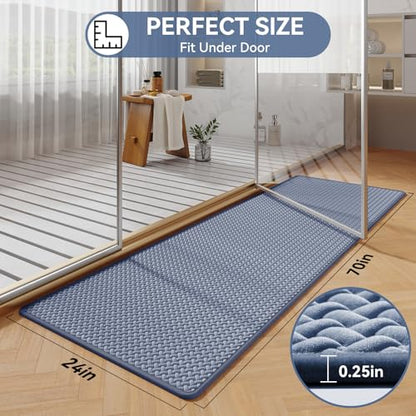 YDKGL Bathroom Runner Non Slip, Extra Soft Absorbent Quick Dry Bath Mats, Foam Weave Texture Thin Bath Rugs Washable with Rubber Backing, 24" x 70“ - color: Blue, size: 24"x 70"