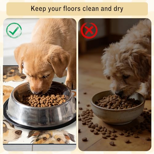 Nuxovilar Pet Dog Supplies Food Mat Cute Canine-Patterned Polyester (23.62×17.71 inches) Bowl Water Spill Pad Feeding Essentials for Kitchen, Dining Area, Pet Station - color: HC00140