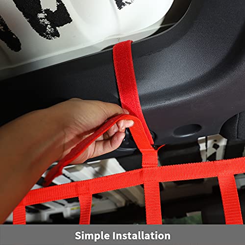 JeCar for Jeep Rear Seat Divider Net, Mesh Cargo Net Dog Car Barrier for 2007-2021 Jeep Wrangler JK JL Gladiator JT 2DR 4DR (Red) - color: Red