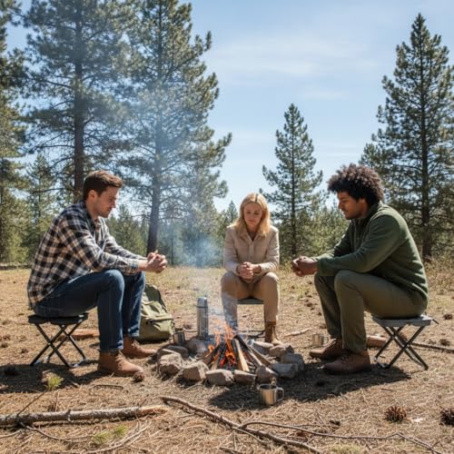 Portable Backpack Stool, Lightweight Folding Seat for Hiking | Durable Steel Construction, Thickened Fabric Seat, Easy Carrying, Outdoor Adventures, Travel-Friendly Design - color: Khaki