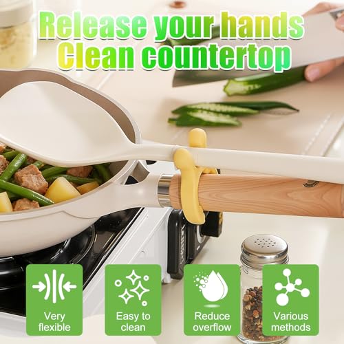 Multifunction Silicone Pot Handle Spatula Rack, 2026 Non-Slip Spoon Holder, Kitchen Gadgets, Steam Releaser,Utensil Anti Scalding Pot Clip for Cooking Accessories (1, 3 Color)