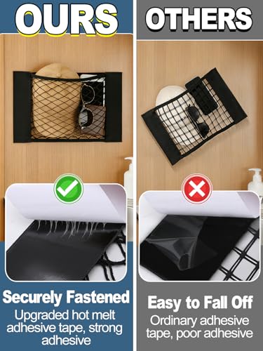 Bigmeta 4PCS RV Cargo Storage Mesh Net, Elastic Stretchable Netting Pocket with 8 Adhesive Strip Wall Sticker for SUV, Truck(15.4 x 9.4 Inch) - size: 4
