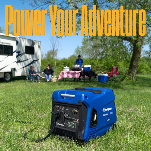 Westinghouse 5000 Peak Watt Super Quiet Portable Inverter Generator, Wheel & Handle Kit, RV Ready 30A Outlet, Gas Powered, CO Sensor, Parallel Capable,Blue - style: 5000 Watts - Gas Only - Recoil Start