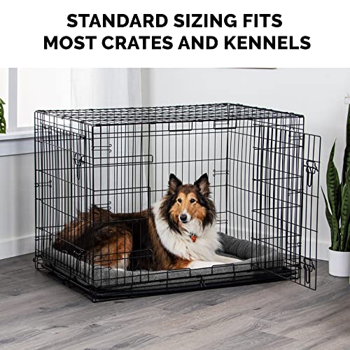 Furhaven Dog Bed for Large Dogs, 100% Washable, Sized to Fit Crates - Sherpa Fleece Bolster Crate Pad - Gray, Extra Large/XL, 42.0"L x 26.0"W x 3.0"Th - color: Gray, size: X-Large