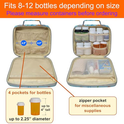 Medium Travel Pill Bottle Organizer, Child Medicine Bag with Zipper Toy, Carrier for Kids Medications and Medical Supplies - Dinosaurs - color: - M Kid Dinosaurs