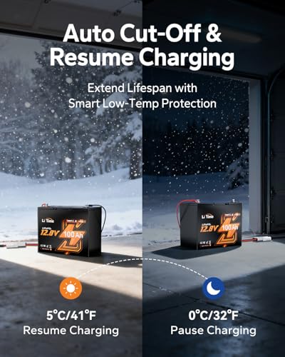 LiTime 12V 100Ah Group 24 LiFePO4 Battery, Bluetooth Solar Lithium RV Battery, Up to 15000 Deep Cycles, 1280Wh Energy for Camper, Trailer, Van, Trolling Motors, Marine, Off Grid. - size: 100Ah Bluetooth (Group 24)