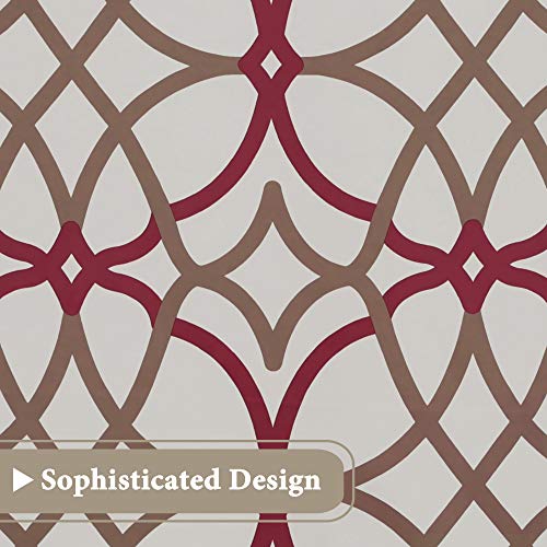 H.VERSAILTEX Blackout Curtain Valances for Kitchen/Bathroom - Thermal Insulated Window Valances for Living Room/Bedroom Rod Pocket Short Curtain 1 Panel, 52x18 inch, Geo in Taupe and Red - color: Geo in Taupe and Red
