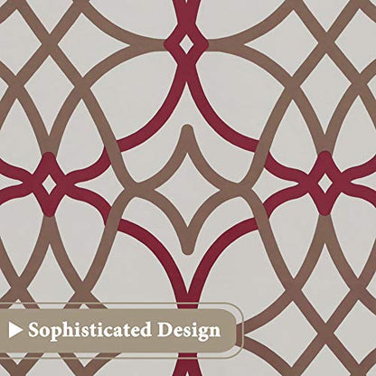 H.VERSAILTEX Blackout Curtain Valances for Kitchen/Bathroom - Thermal Insulated Window Valances for Living Room/Bedroom Rod Pocket Short Curtain 1 Panel, 52x18 inch, Geo in Taupe and Red - color: Geo in Taupe and Red