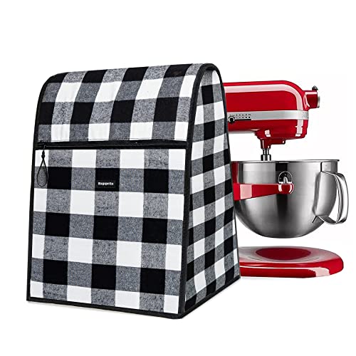BAGSPRITE Stand Mixer Cover for Kitchen Aid 4.5-8 Quart Tilt Head & Bowl Lift Models - Dust Cover with Pockets for Mixer Appliance Accessories - color: Buffalo Check, size: Fit for 6 - 8 Quart